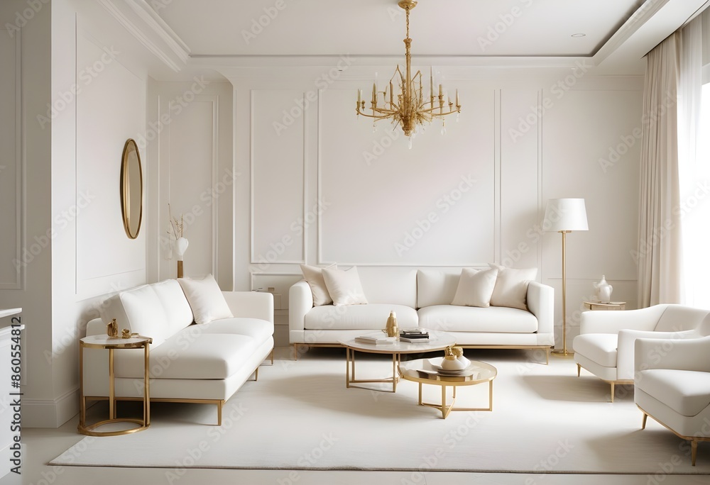 Fototapeta premium white and gold theme modern interior design