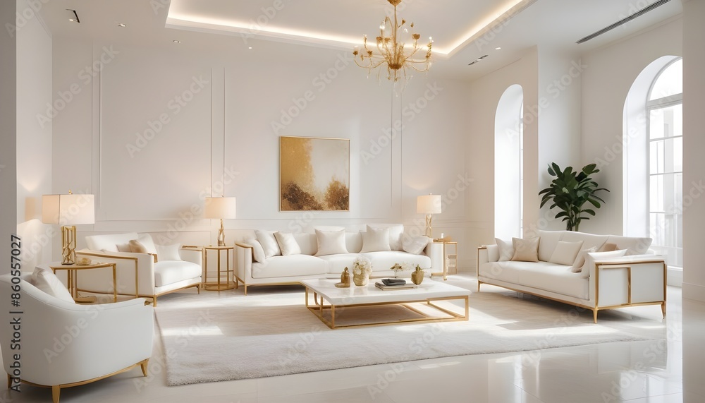 Fototapeta premium white and gold theme modern interior design