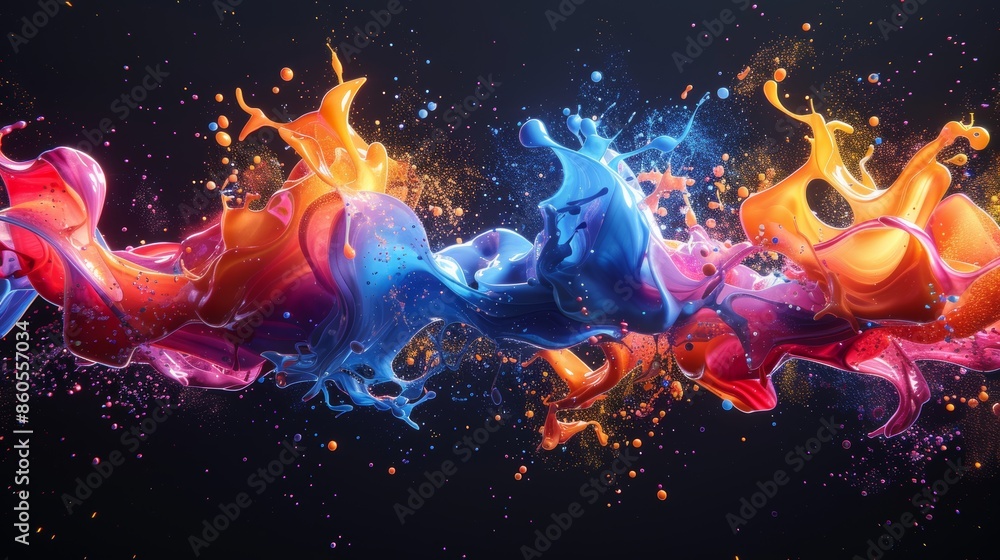 Vibrant Geometric Shapes in Motion for Artistic Backgrounds Generative AI Vibrant Geometric Shapes in Motion for Artistic Backgrounds Generative AI