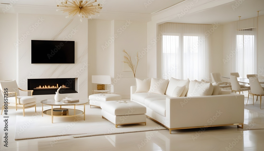 Fototapeta premium white and gold theme modern interior design