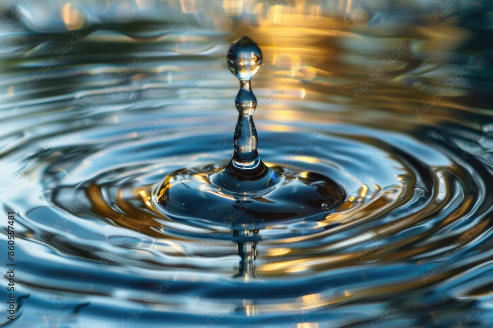 A drop of water is falling into a large body of water A drop of water is falling into a large body of water
