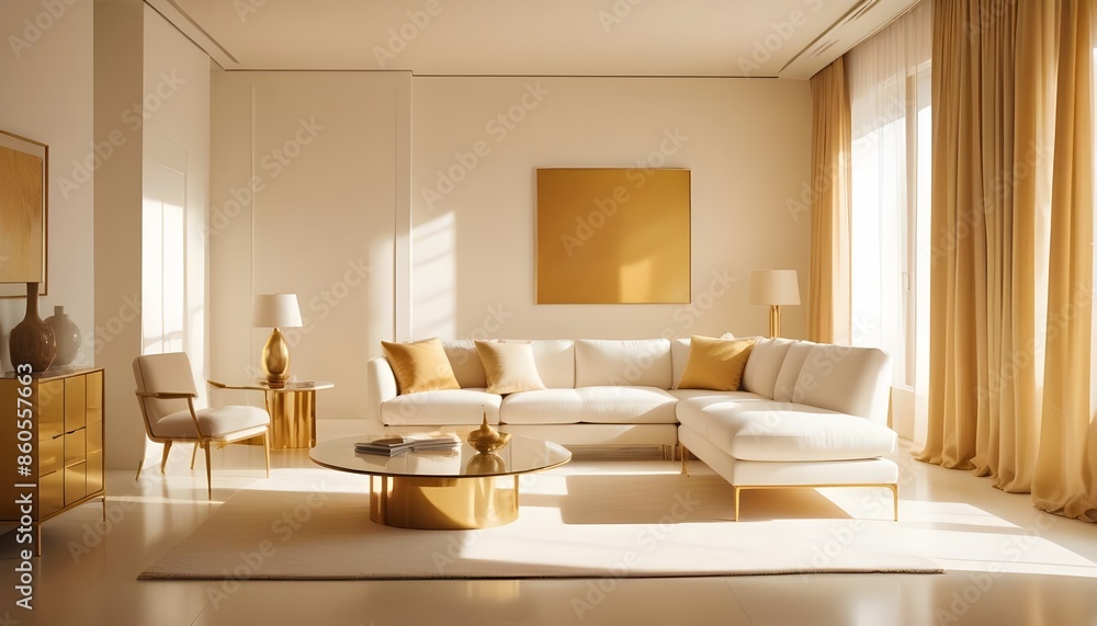 Fototapeta premium white and gold theme modern interior design