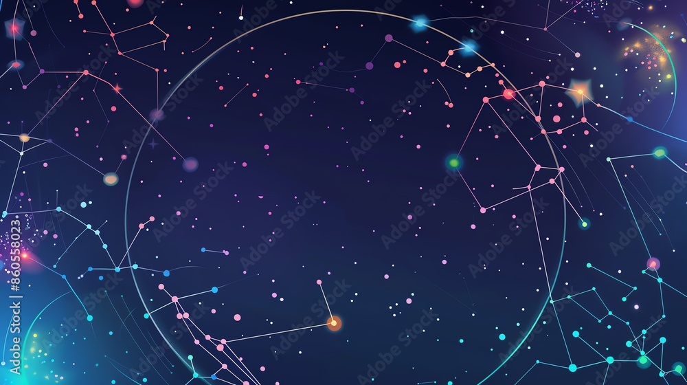 Fototapeta premium constellation flat design front view zodiac theme animation vivid