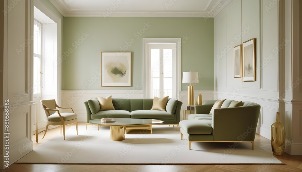 Fototapeta premium white and gold theme modern interior design