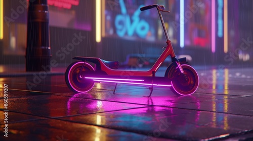 Modern Electric Scooter in Rainy Urban Street