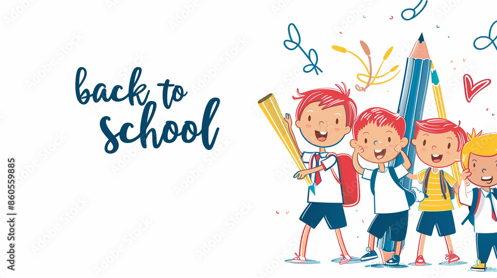 copy space, kids holding a big pencil, tekst copy space, kids holding a big pencil, tekst