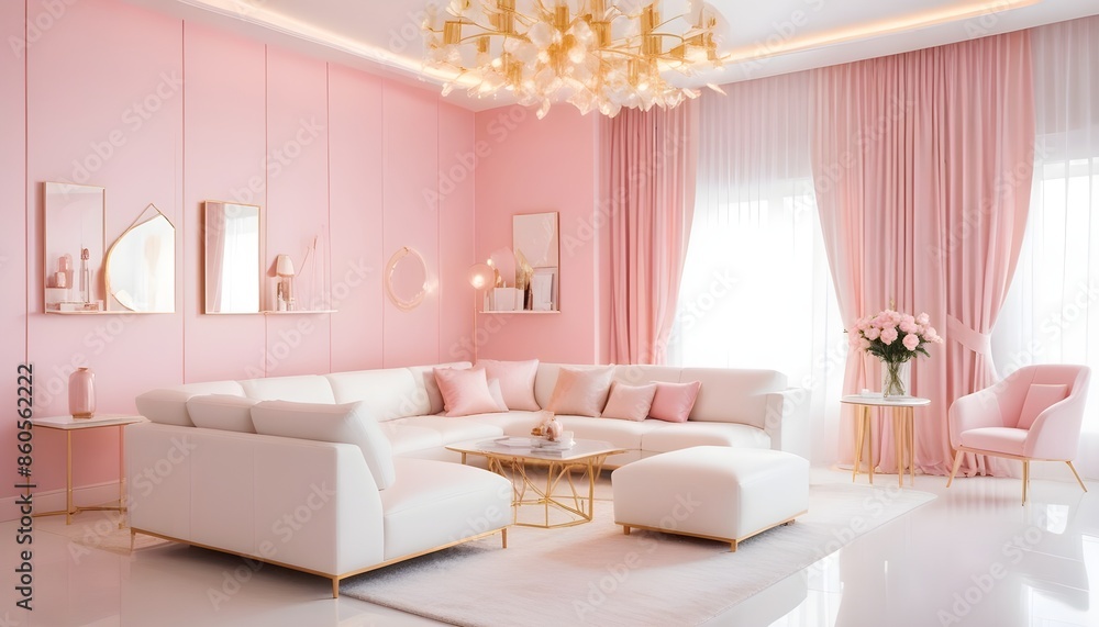 Fototapeta premium white and gold theme modern interior design