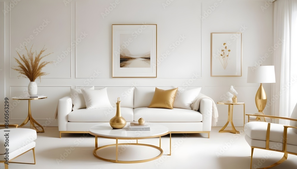 Obraz premium white and gold theme modern interior design