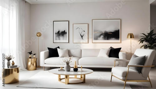 white and gold theme modern interior design