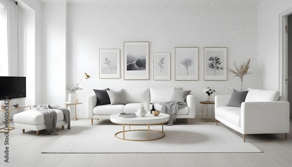 Fototapeta premium white and gold theme modern interior