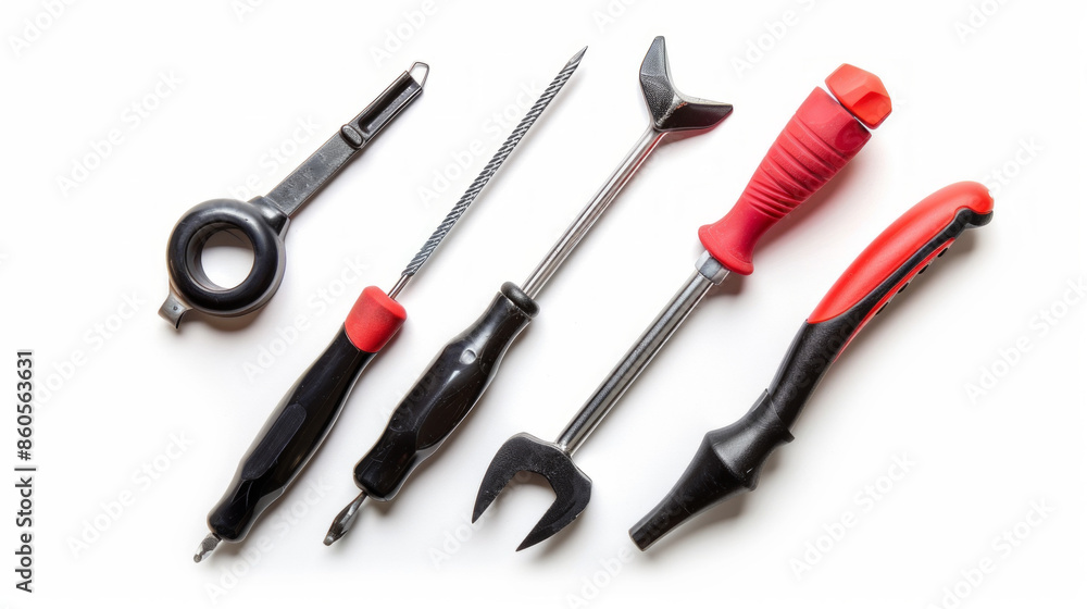 Paintless dent repair knockdown tools for smoothing dents isolated on white background Paintless dent repair knockdown tools for smoothing dents isolated on white background