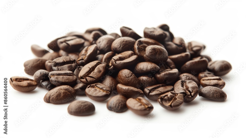 Fresh Coffee Beans on White Background for Cafe Menu Generative AI Fresh Coffee Beans on White Background for Cafe Menu Generative AI