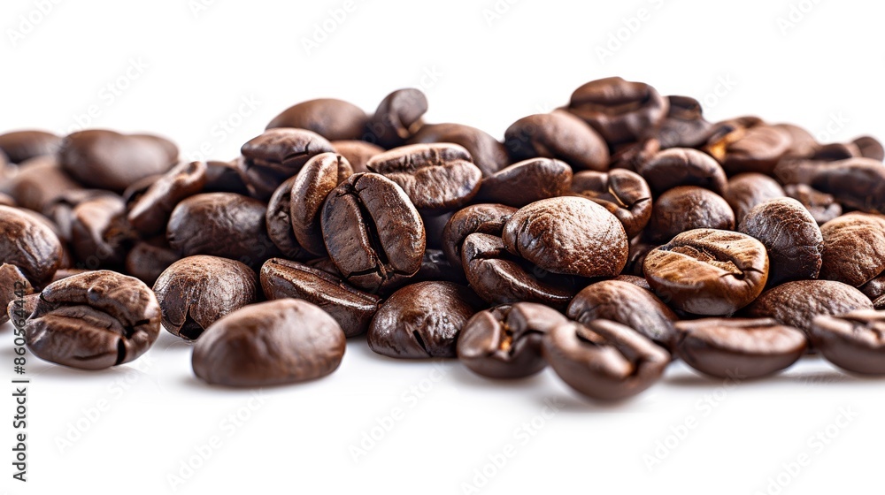 Fresh Coffee Beans on White Background for Cafe Menu Generative AI Fresh Coffee Beans on White Background for Cafe Menu Generative AI