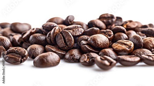Fresh Coffee Beans on White Background for Cafe Menu Generative AI