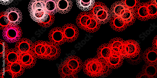 Dark red vector pattern with coronavirus elements.