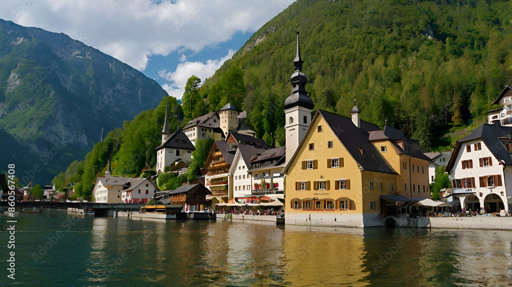 Fototapeta premium beautiful travel destiny Hallstatt, Austria