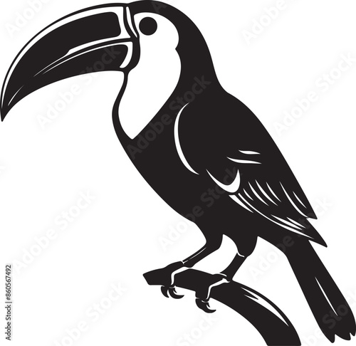 Toucan Silhouette Vector Illustration White Background