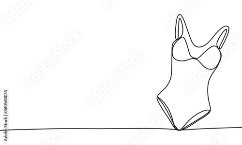 Swimsuit one line continuous. Swimsuit line art. Hand drawn vector art.