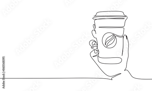 Coffee cup one line continuous. Cup of coffee line art. Hand drawn vector art.