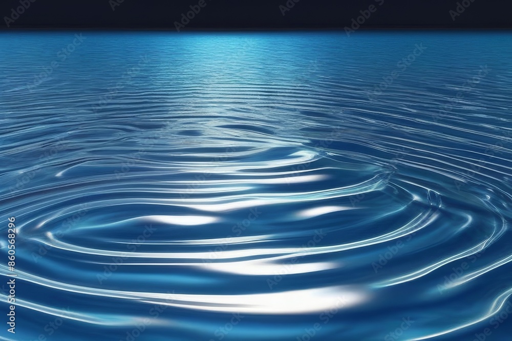 Abstract background of blue soda with ripples. Shining blue water ripple background