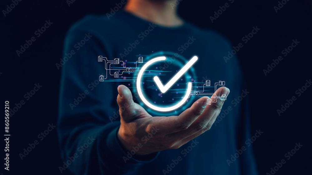 Approve document for business process workflow management approval, Checking mark Online digital document work, Document Management Checking System.