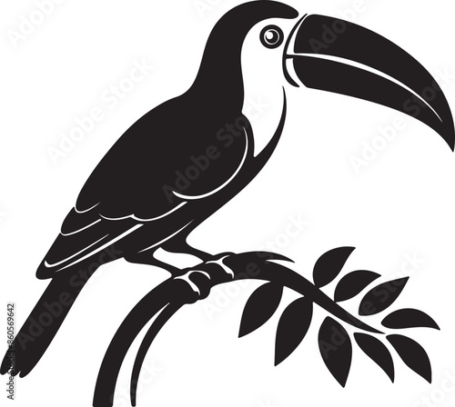 Toucan Silhouette Vector Illustration White Background