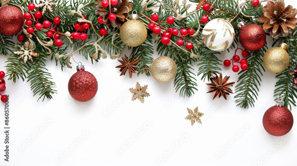 Festive Holiday Border on White Background Generative AI Festive Holiday Border on White Background Generative AI
