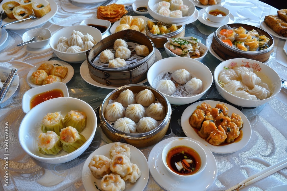Culinary Delight: Diverse Dim Sum Spread Showcasing Chinese Cuisine's Richness Culinary Delight: Diverse Dim Sum Spread Showcasing Chinese Cuisine's Richness