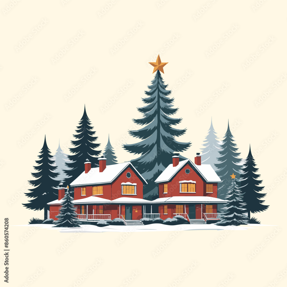 Festive Christmas Village with Snowy Pathway Festive Christmas Village with Snowy Pathway