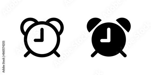 Alarm clock icon. Timer symbol. Retro time watches vector illustration. Deadline icon.