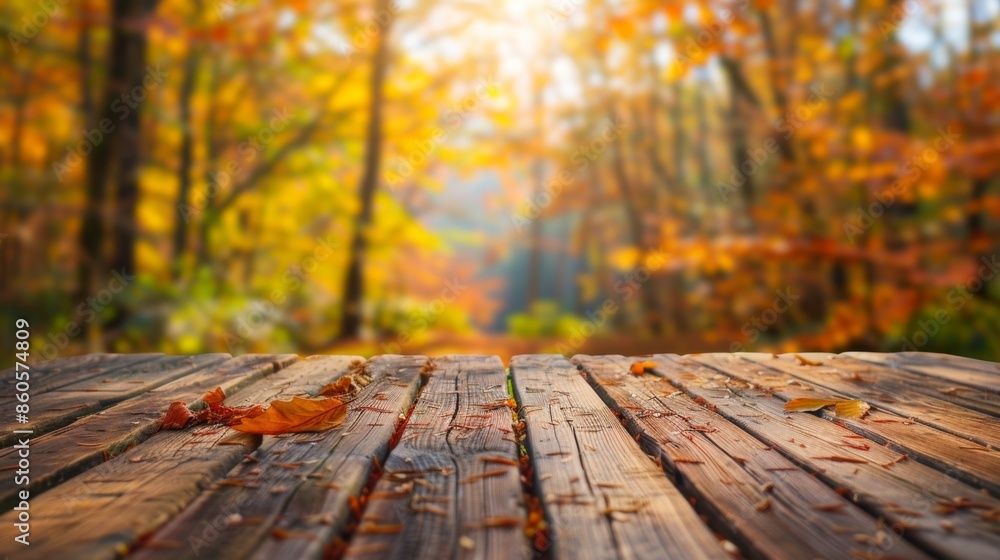 Autumn Leaves on a Wooden Deck, Generative AI Autumn Leaves on a Wooden Deck, Generative AI