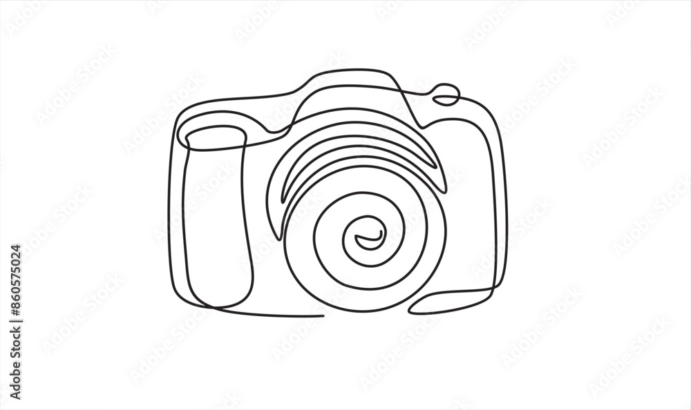 Continuous line art or One Line Drawing of a camera linear style and ...