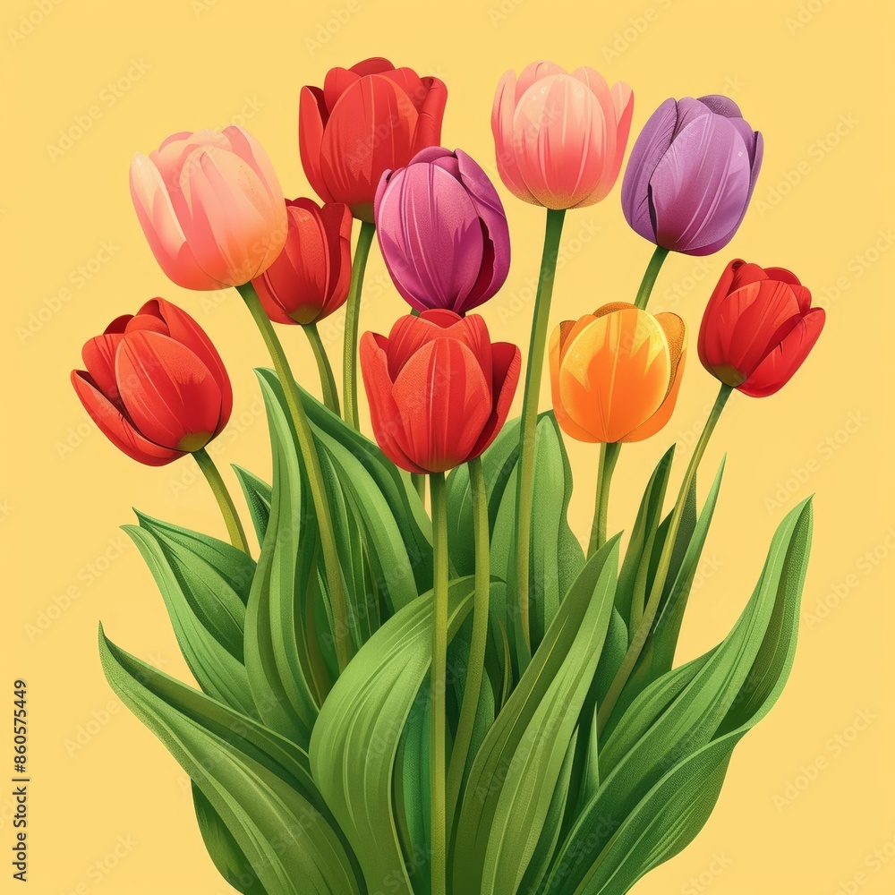 Fototapeta premium Vibrant Tulips for Spring Decor Generative AI