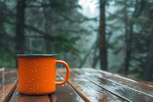 Rainy day in the woods: a mug of sunshine photo