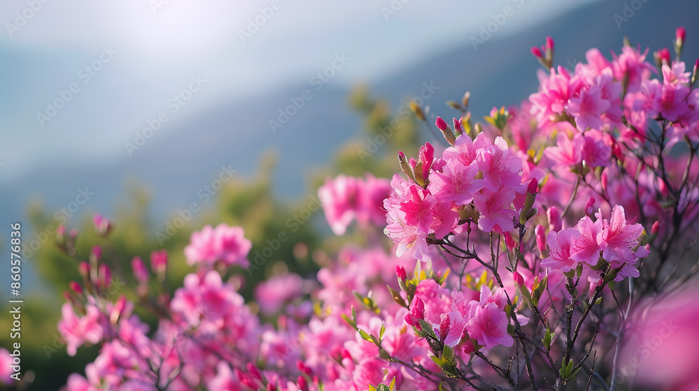 Pink royal azalea blossoms on Hwangmaesan Mountain near Hapcheongun Korea : Generative AI Pink royal azalea blossoms on Hwangmaesan Mountain near Hapcheongun Korea : Generative AI