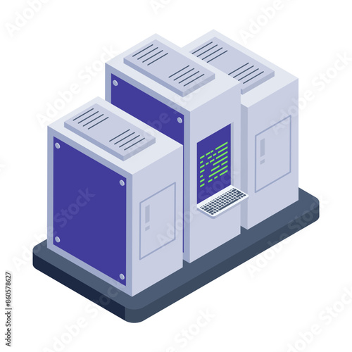 Get this isometric icon of server cabinets 

