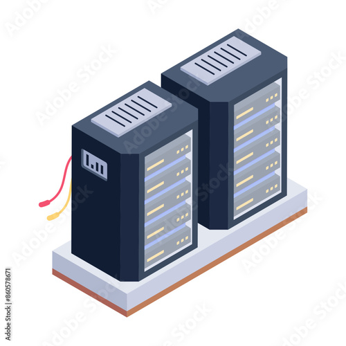 Scalable isometric icon of network servers 

