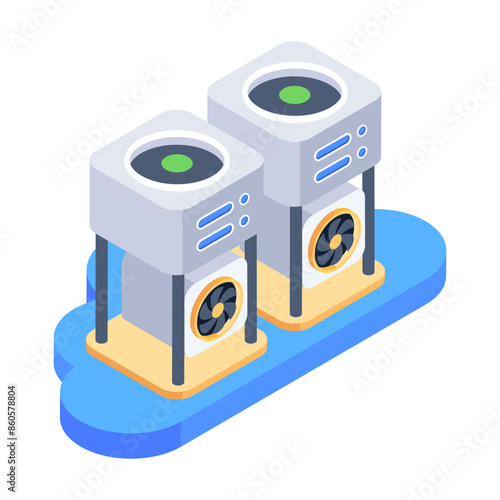 Premium isometric icon of rack fans 

