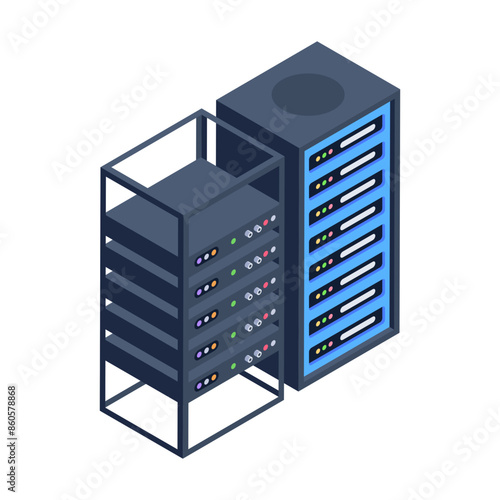 Check out isometric icon of server cabinets 

