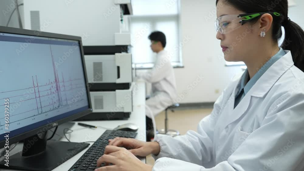 doctor working on computer in lab doctor working on computer in lab