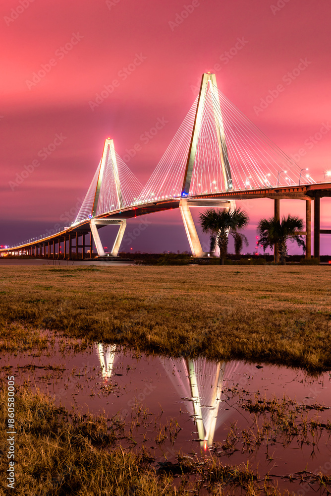 Fototapeta premium Arthur Ravenal Bridge at twilight, Charleston South Carolina