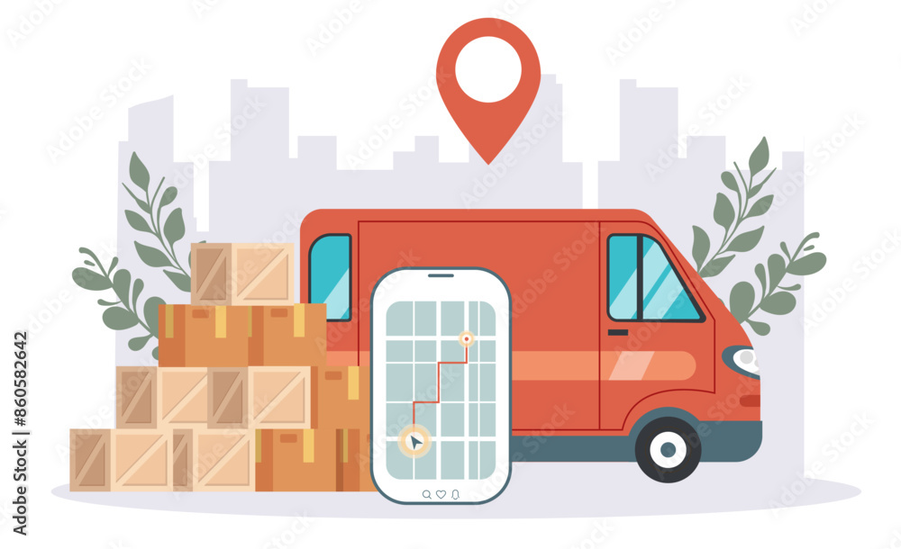 Delivery service online mobile cargo web app abstract concept. Vector flat graphic design illustration Delivery service online mobile cargo web app abstract concept. Vector flat graphic design illustration