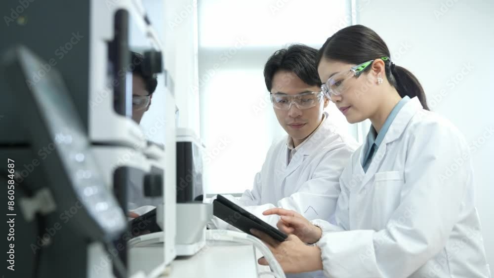 doctors coworking on tablet in lab doctors coworking on tablet in lab