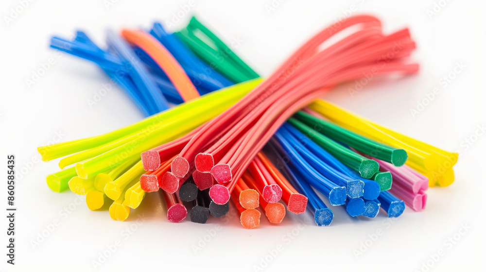 Fototapeta premium Cable ties for organizing and securing wiring within ATMs isolated on white background