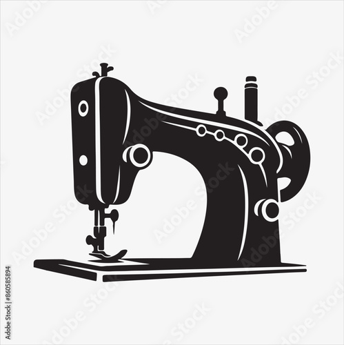 Sewing machine silhouette vector illustration on a White Background