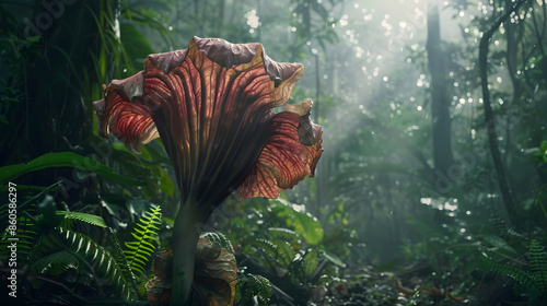 The giant corpse flower  in forest : Generative AI photo