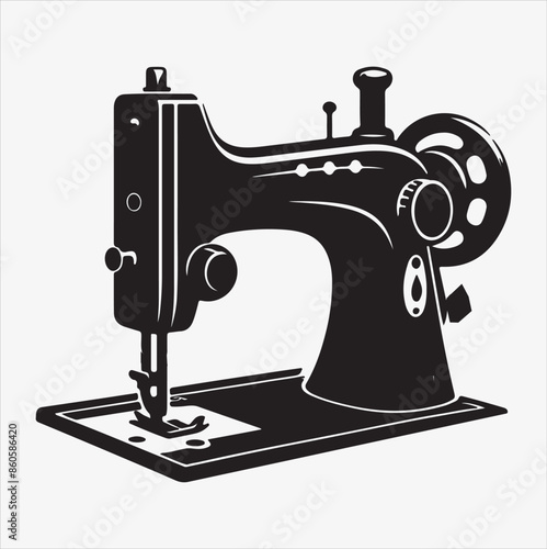Sewing machine silhouette vector illustration on a White Background
