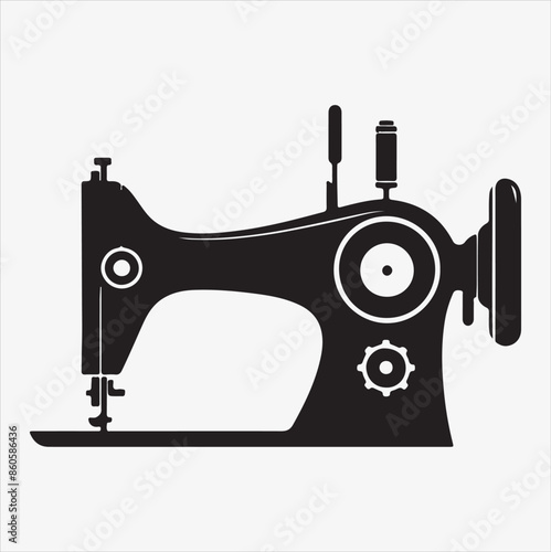 Sewing machine silhouette vector illustration on a White Background