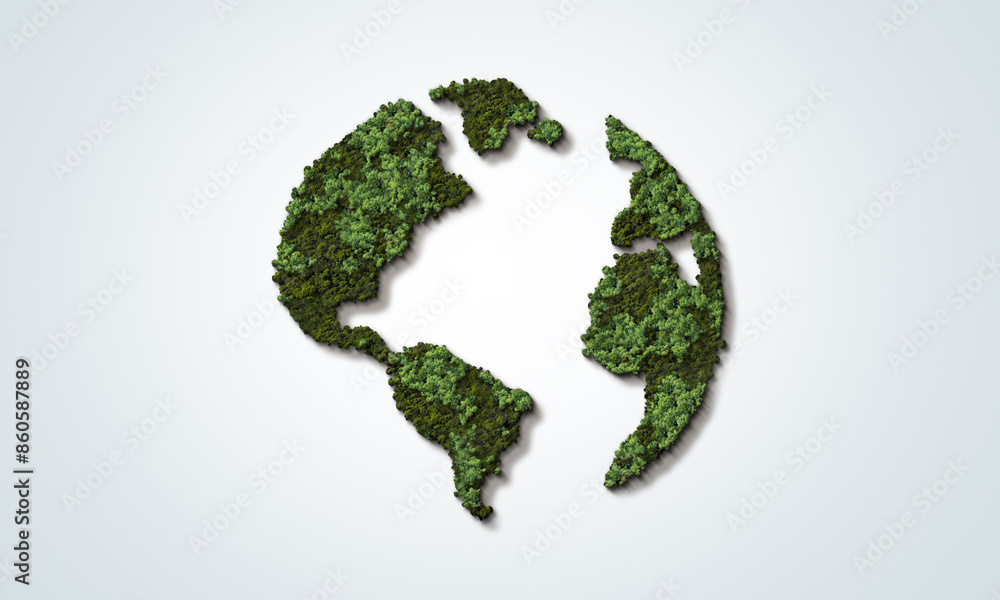 Green World Map- 3D tree or forest shape of world map isolated on white background. World Map Green Planet Earth Day or Environment day Concept. Green earth with electric car. Paris agreement concept. Green World Map- 3D tree or forest shape of world map isolated on white background. World Map Green Planet Earth Day or Environment day Concept. Green earth with electric car. Paris agreement concept.