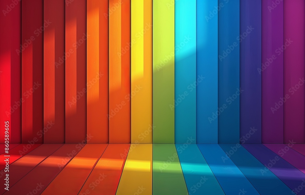 Rainbow background vector presentation design template with vertical stripes and shadows Rainbow background vector presentation design template with vertical stripes and shadows